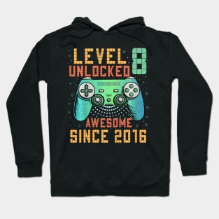 Kids Level Unlocked 8th Birthday Year Old Gamer Bday Hoodie